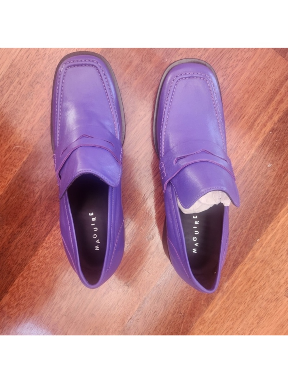 Maguire Purple Leather Italian Square Toe Loafers - 40 - Picture 5 of 8